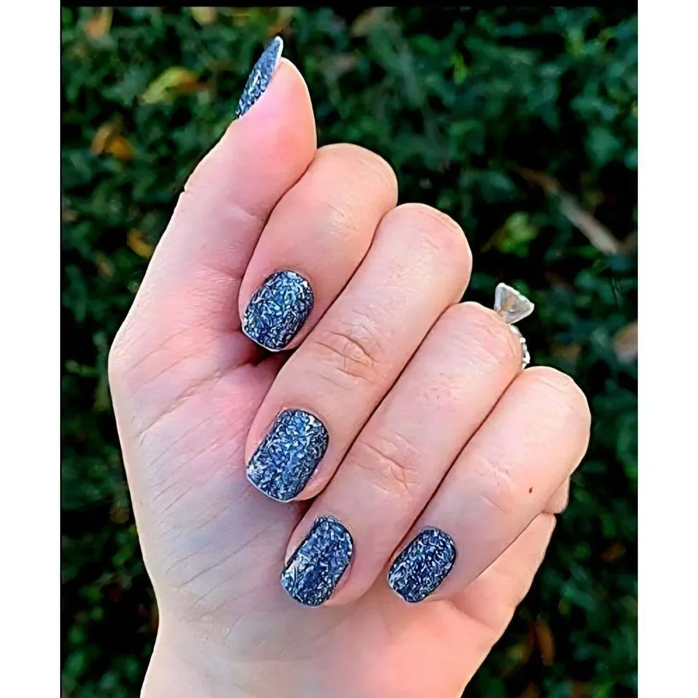 Moon river  Color Street Silver Glitter Press-On Nails. Moon river